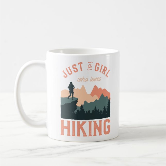 Mountain Sun Just A Girl Who Loves Hiking Camping Coffee Mug (Left)