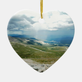 Mountain Sun Rays Ceramic Ornament