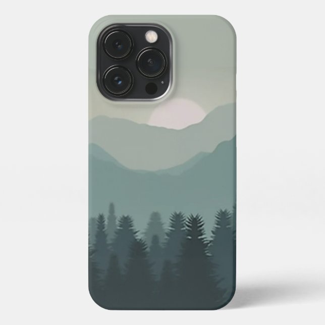 Mountain Sunrise Forest Fog Art iPhone  iPhone Case (Back)