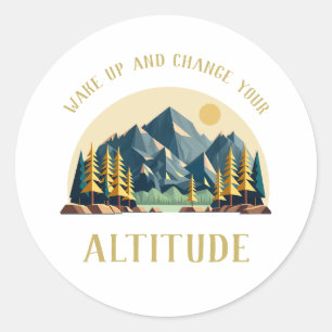 Mountain Sunrise Hiker  Classic Round Sticker
