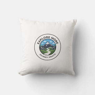 Mountain Sunrise Hiking Badge Throw Pillow