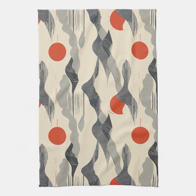 Mountain Sunrise Pattern Kitchen Towel (Vertical)