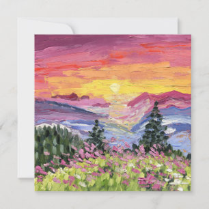 Mountain Sunrise with Wildflowers