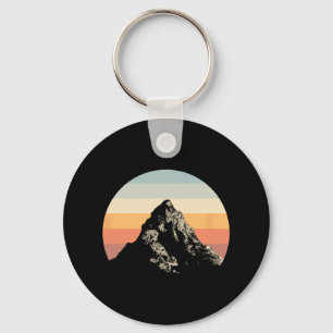 Mountain Sunset Circle Rainbow Outdoor Nature Keychain