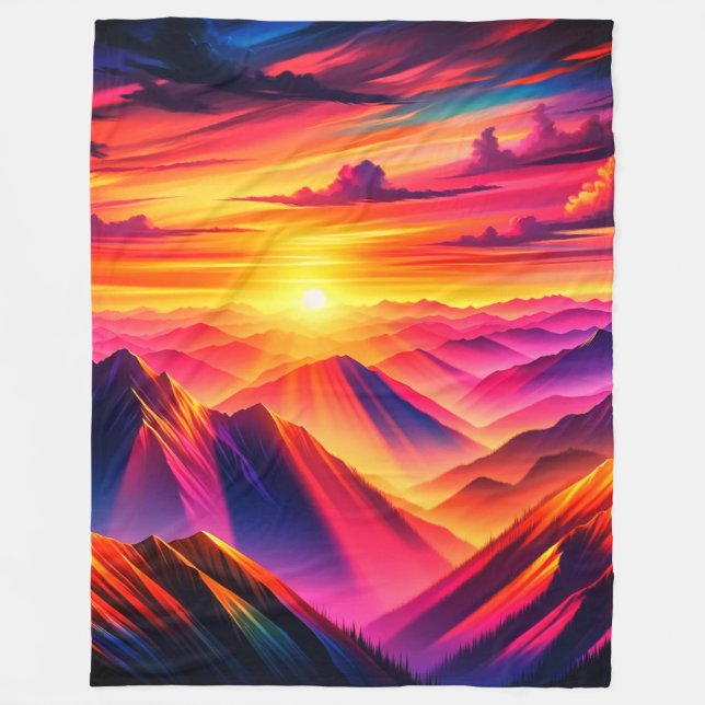 Mountain Sunset Fleece Blanket (Front)