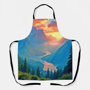 Mountain Sunset: Golden Valley Peace Art Apron