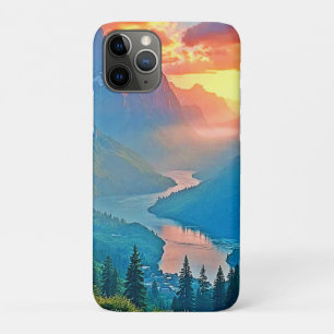 Mountain Sunset: Golden Valley Peace Art iPhone 11 Pro Case