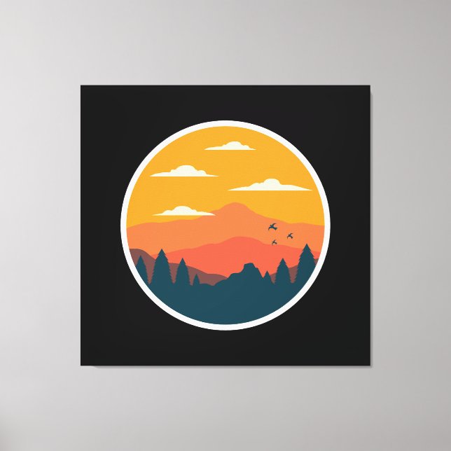 Mountain sunset illustration canvas print (Front)