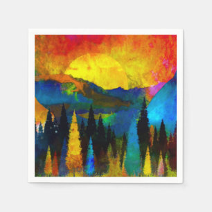 Mountain sunset napkin
