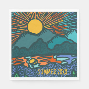 Mountain sunset Personalized Camping Picnic Napkin