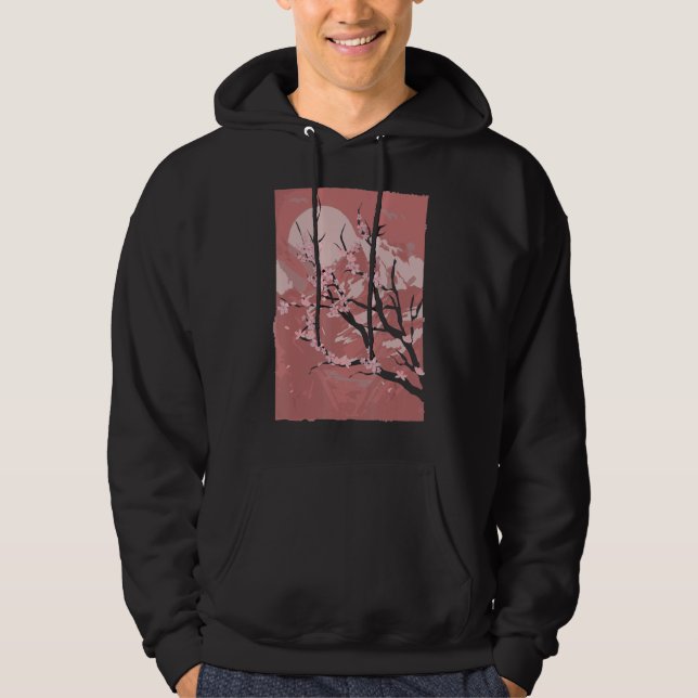 Mountain Sunset Pink Flower Japan Sakura Cherry Bl Hoodie (Front)