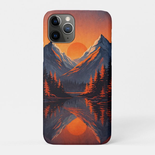 Mountain Sunset Reflection Fiery Orange Sky  Case-Mate iPhone Case (Back)