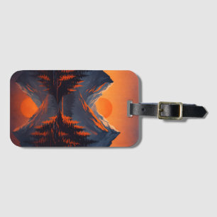 Mountain Sunset Reflection Fiery Orange Sky  Luggage Tag