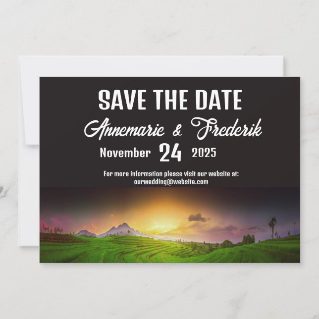 Mountain Sunset Rustic Save The Date (Front)