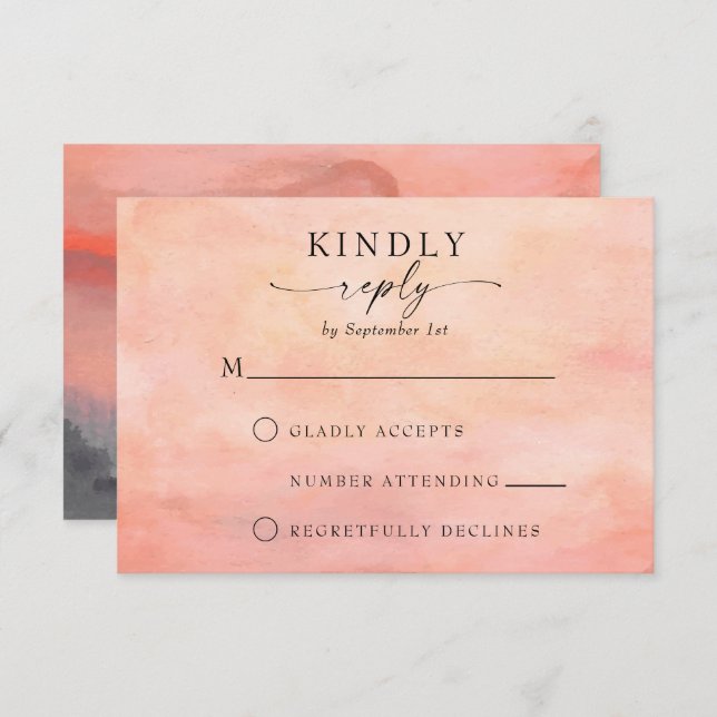Mountain Sunset Rustic Watercolor RSVP Card (Front/Back)