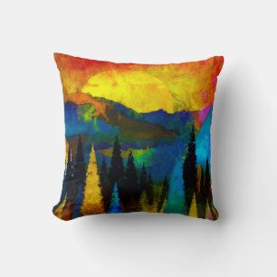 Mountain sunset  throw pillow