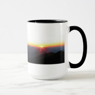 Mountain Sunset w/shimmering rays / J Muir Mug