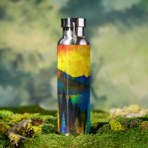 Mountain sunset water bottle