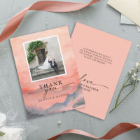 Mountain Sunset Watercolor Rustic Wedding Photo