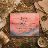 Mountain Sunset Watercolor Rustic Wedding
