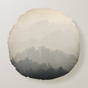 MOUNTAIN SURROUNDED BY TREES ROUND PILLOW