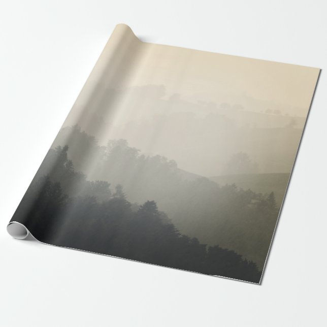 MOUNTAIN SURROUNDED BY TREES WRAPPING PAPER (Unrolled)