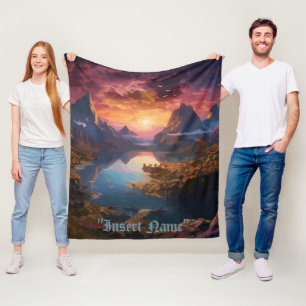 Mountain Symphony: A Harmonious Blend of Colors Fleece Blanket