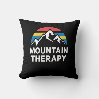 Mountain Therapy Retro Sunset Outdoor Adventure Hi Throw Pillow