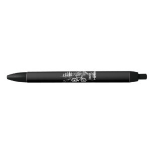 Mountain Trail Bikes - Cyclist Bike Rider Bicycle  Black Ink Pen
