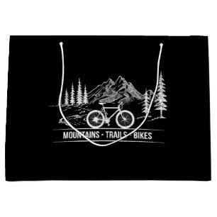 Mountain Trail Bikes - Cyclist Bike Rider Bicycle  Large Gift Bag