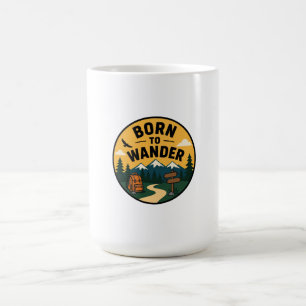 Mountain Trail Hiking Badge with Backpack & Signpo Coffee Mug