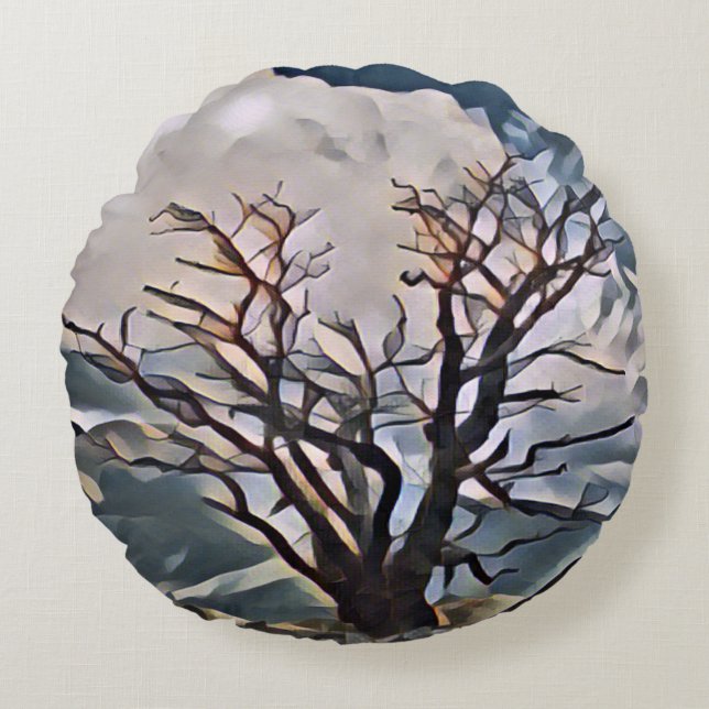 MOUNTAIN TREE    ROUND PILLOW (Front)