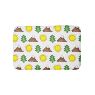 Mountain Tree Sunshine Camping Campground Cabin Bath Mat