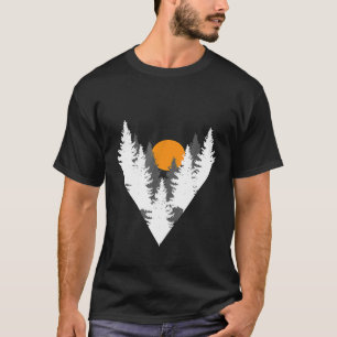 Mountain Trees Full Moon  Campers Camping T-Shirt