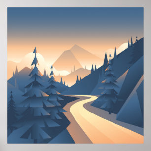 Mountain Valley Landscape Poster