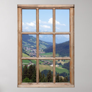 Mountain Valley View from a Window Poster