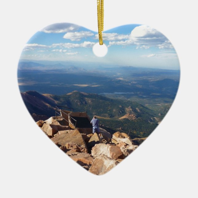 Mountain view at the top of Pikes Peak Ceramic Ornament (Front)