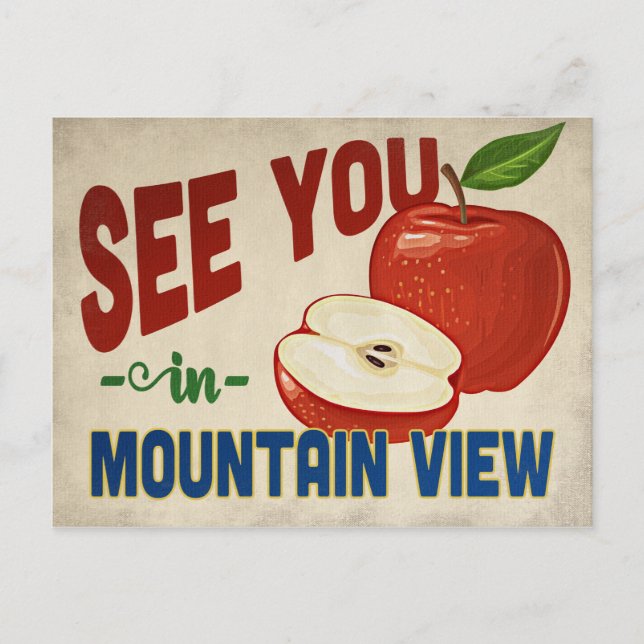 Mountain View California Apple - Vintage Travel Postcard (Front)