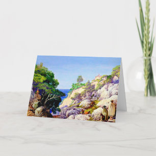 Mountain View Green Tree Blue Ocean Card