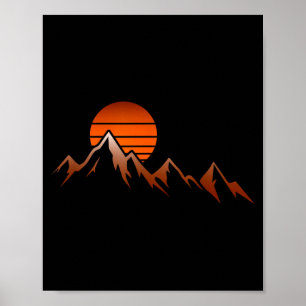 Mountain view hiker mountain sunrise hiking poster