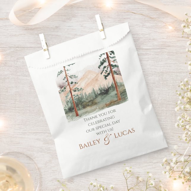 Mountain View Wedding Favour Bags (Clipped)