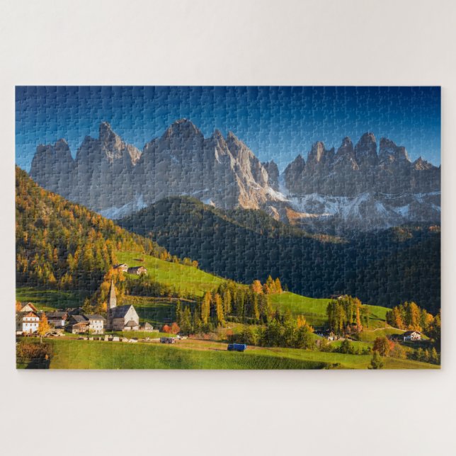 Mountain village in the Dolomites in fall Jigsaw Puzzle (Horizontal)