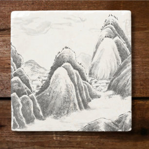 Mountain Village - Ink Stone Coaster