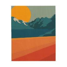 Mountain Wall Art, Red Sun Poster, Printable Decor