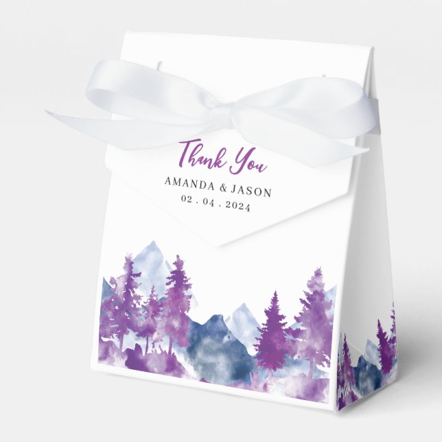Mountain Watercolor Elegant Rustic Mauve modern Favor Box (Front Side)