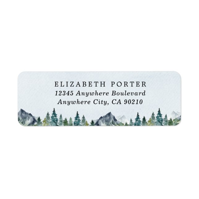 Mountain Watercolor Elegant Rustic Themed Wedding (Front)