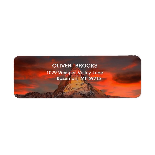 Mountain Watercolor Elegant Rustic Wedding Labels (Front)