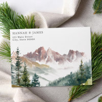 Mountain Watercolor Rustic Outdoor Wedding