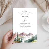 Mountain Watercolor Rustic Outdoor Wedding 
