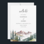 Mountain Watercolor Rustic Outdoor Wedding  Save The Date<br><div class="desc">Create your own personalized wedding save the date card featuring minimalist design and elegant mountain landscape illustration.</div>
